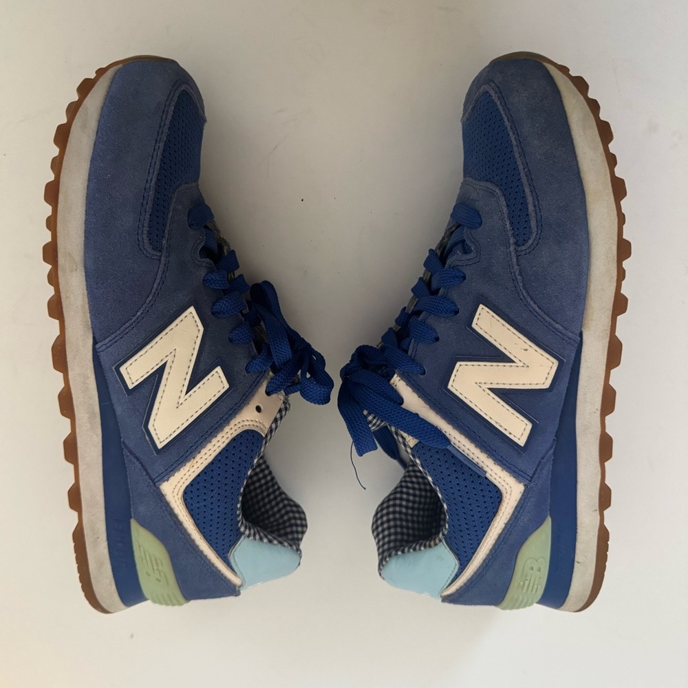 New Balance Blue and White Checkered Sneakers - Picture 4 of 8